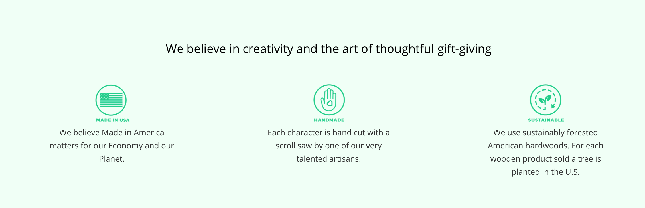 Made in USA, Handmade, Sustainable