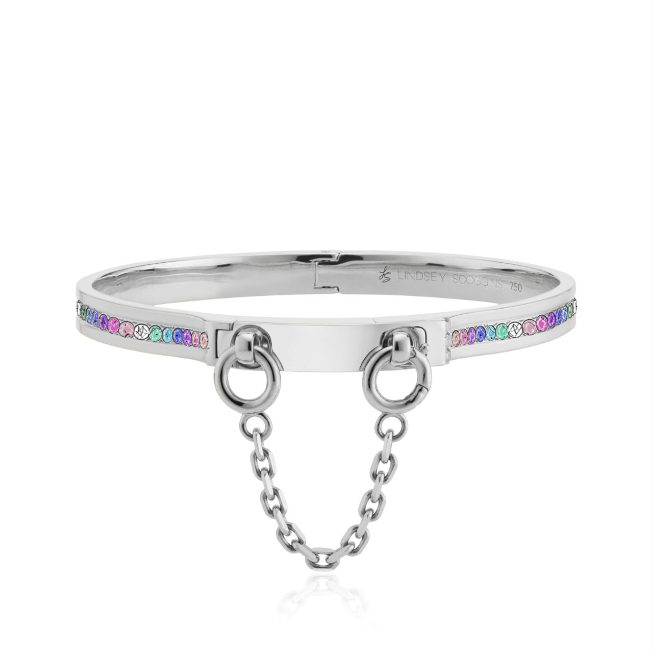 oath single cuff with rainbow sapphires and diamonds