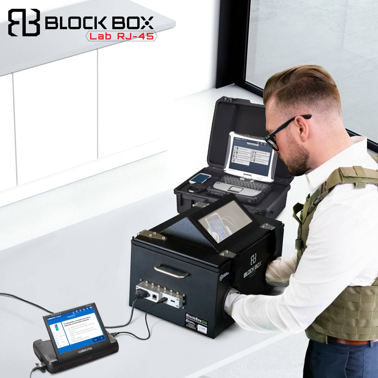 Mission Darkness BlockBox Lab with Rj45 shielded filter mobile device analysis digital forensics