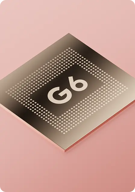 Graphic of a G6 chip on a pink background.