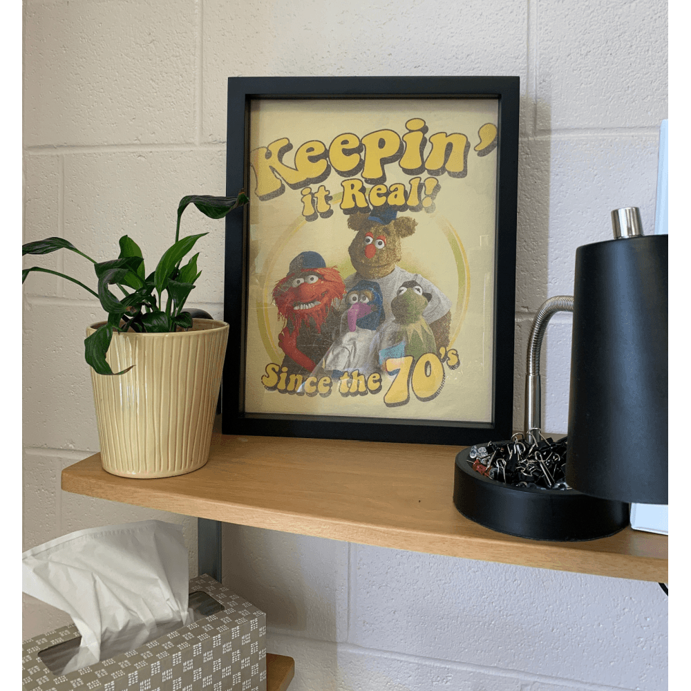 Muppets Keepin' it Real!  Since the 70's tee shirt framed and displayed in a Shart Original T-Shirt Frame
