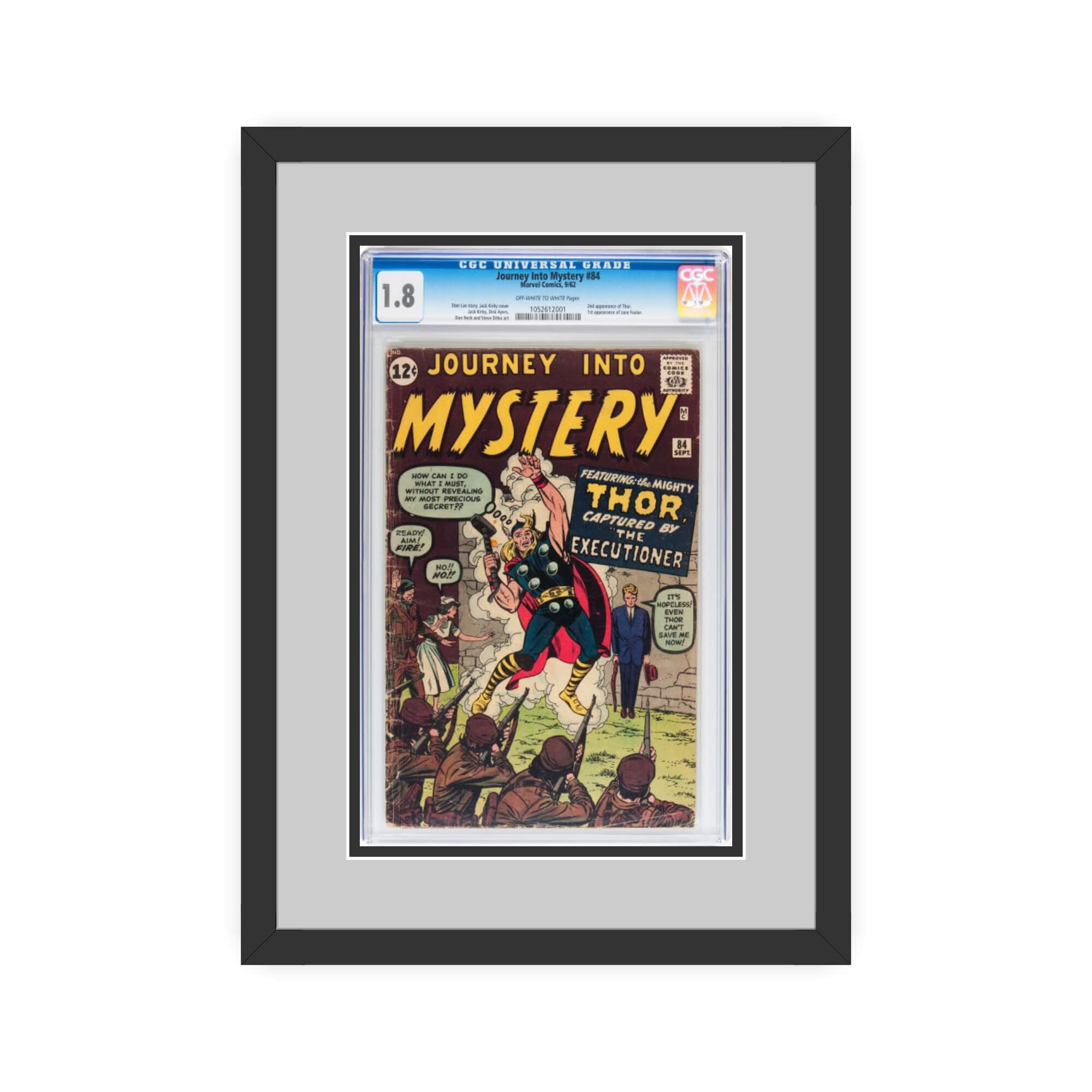 Framed comic book cover titled 