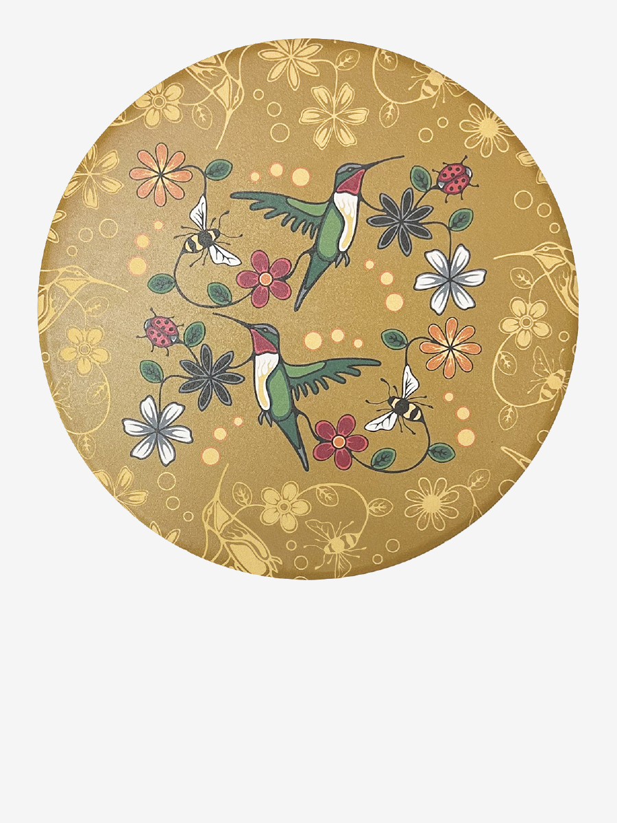 Hummingbird (Nenookaasi) Ceramic Trivet by Storm Angeconeb, Lac Seul First Nation, Ojibwe