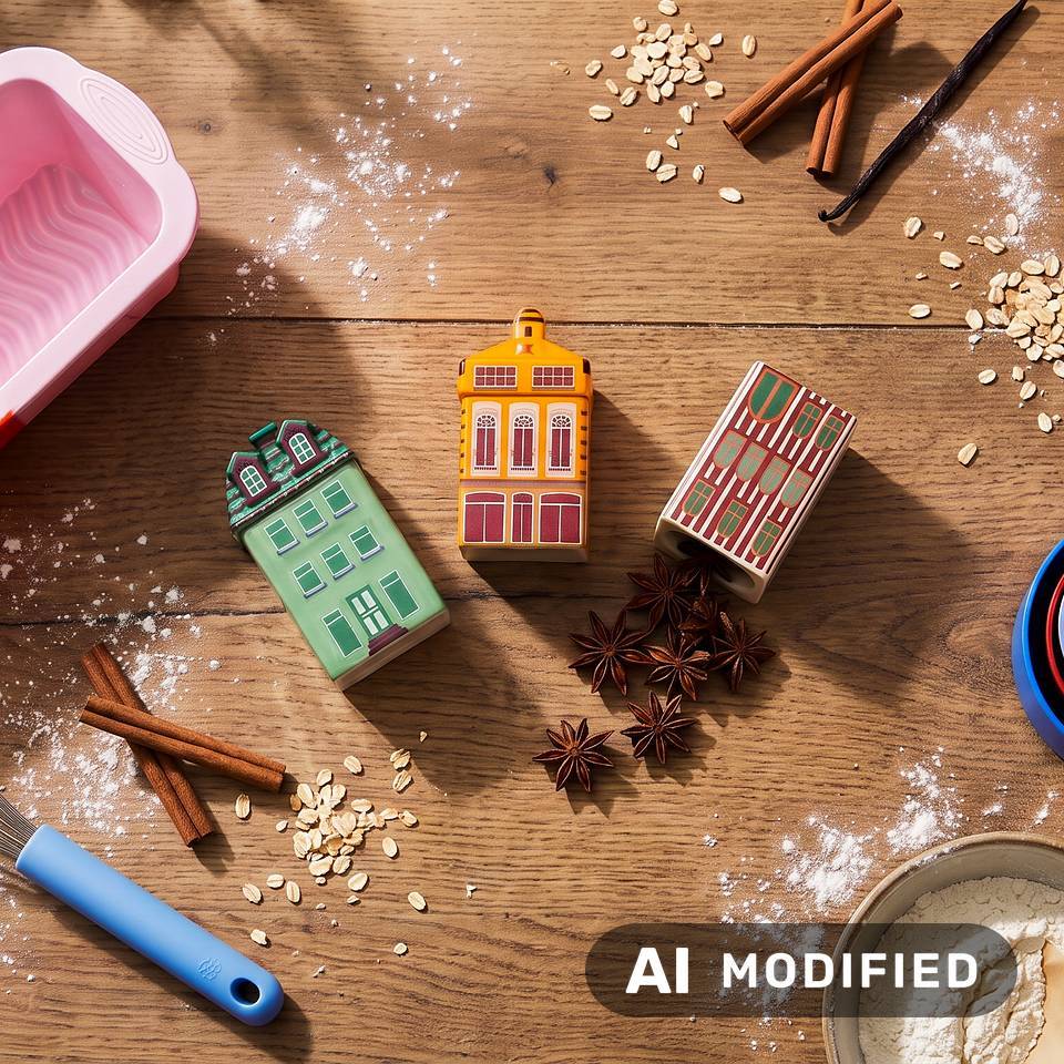 Emporte-pièces colorés, bâtons de cannelle et ingrédients de pâtisserie sur une surface en bois.