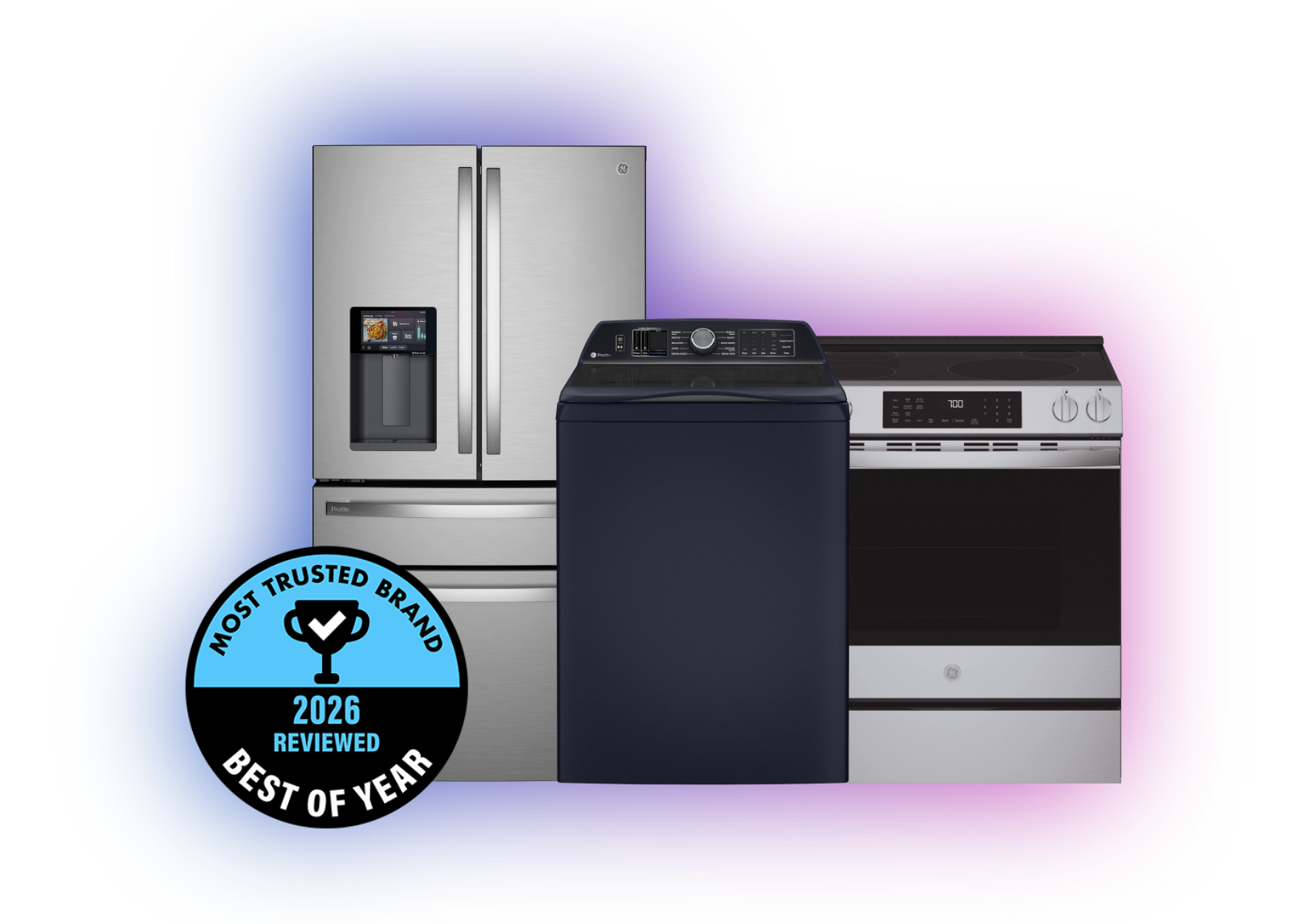 Three kitchen appliances with a 