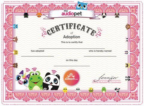Adoption Certificate Create Print My Audio Pet