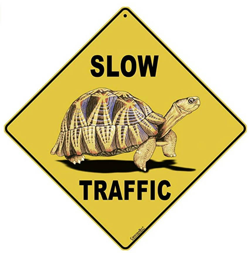 Slow Traffic Tortoise Sign 