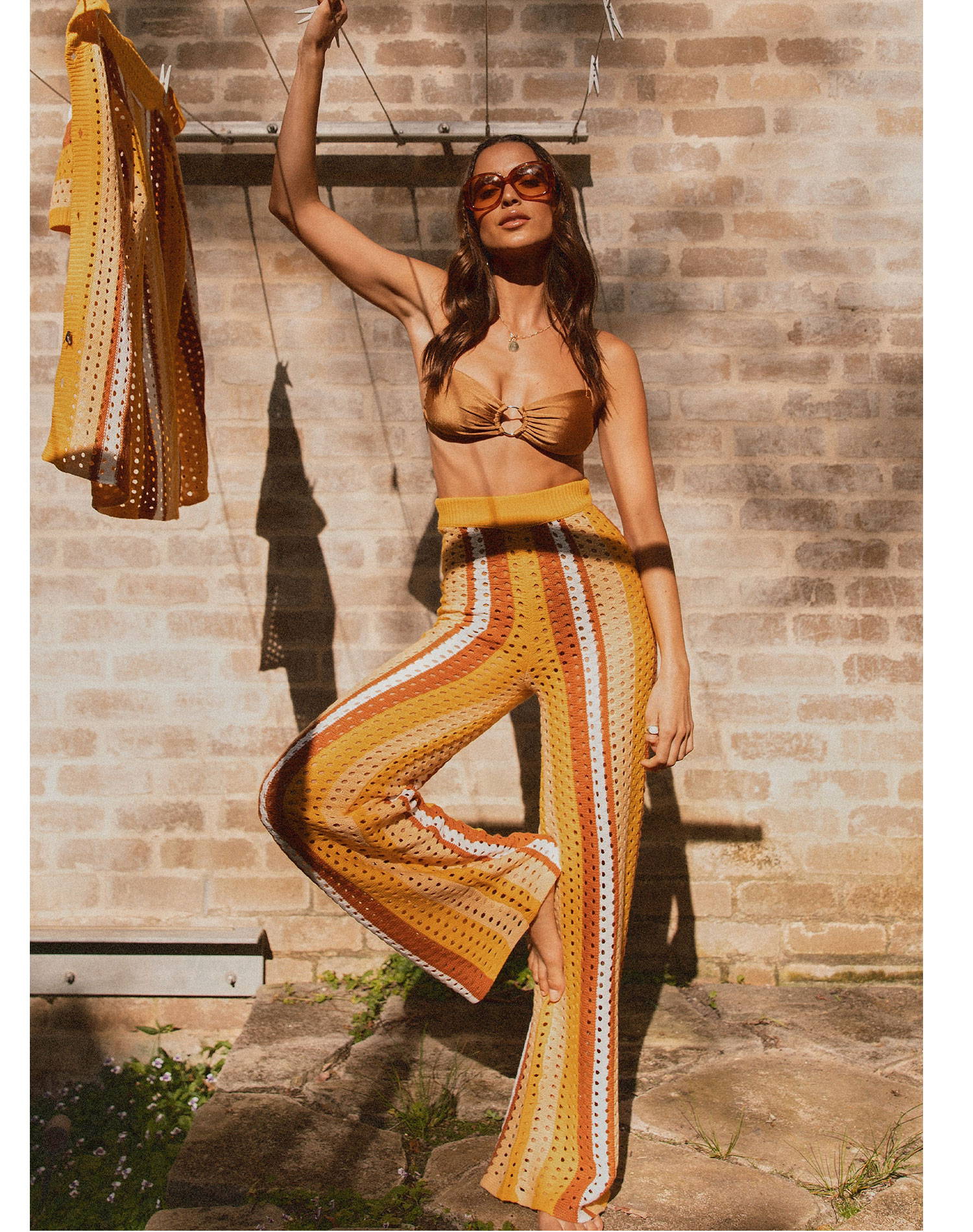 Sunfields at Sunset Crochet Pants - Golden Hour Stripe
