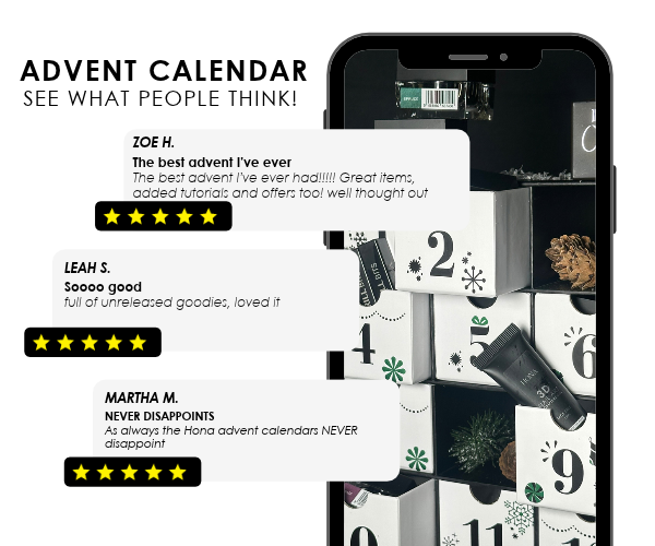 Advent calendar image with user reviews and star ratings.