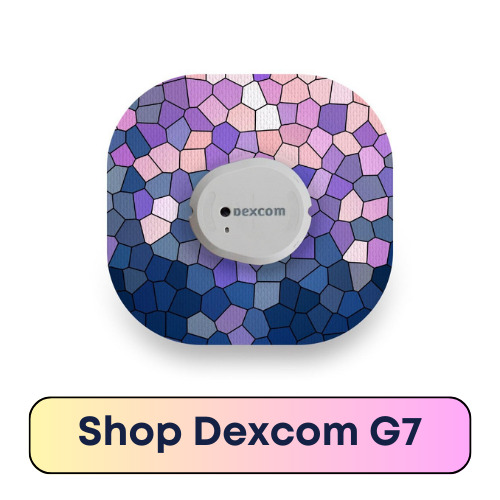 Adhesive patches and tapes for dexcom g7 rtcgm glucose monitors and sensors.