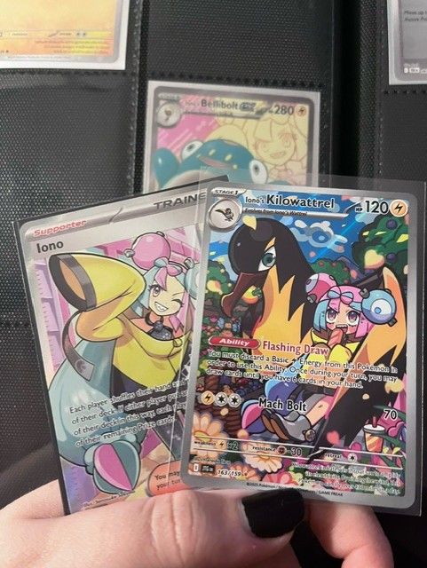 A dedicated binder page for Joe's collection featuring the N's PP Up Trainer card, N's Plan, and multiple Whimsicott VSTAR cards in a 