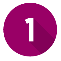 A purple circle with the number one and a shadow effect.