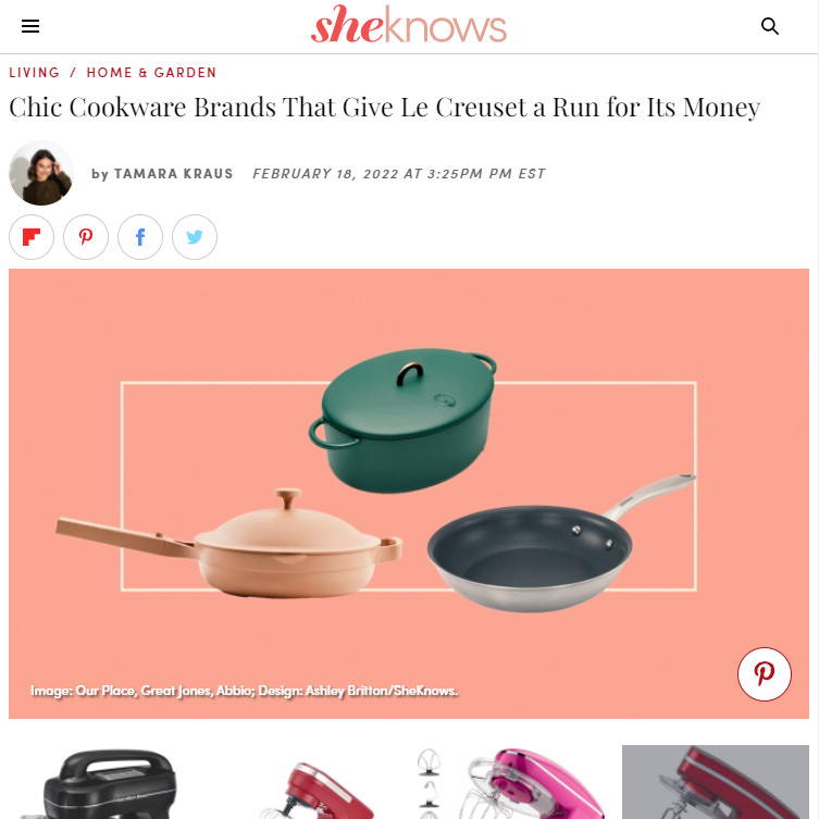 SheKnows: Chic Cookware Brands That Give Le Creuset a Run for Its Money