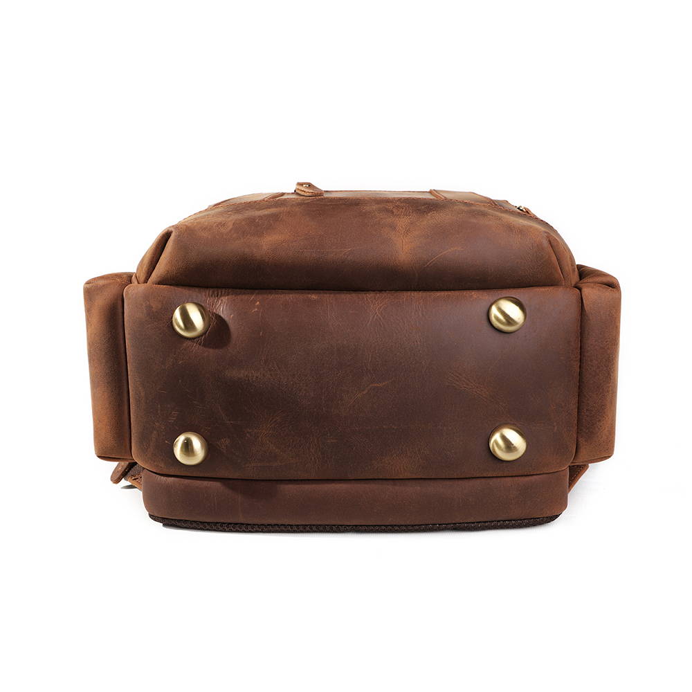 Light Brown Leather Laptop Backpack for Men - Large Rucksack & Bookbag