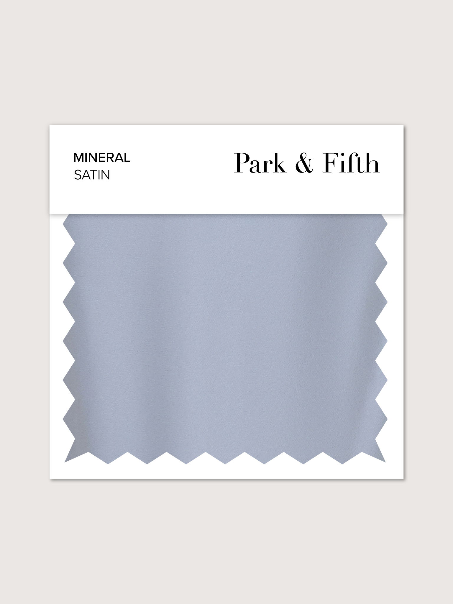 Swatch of mineral satin fabric in light blue color.