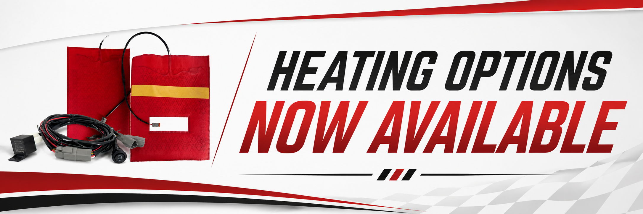 Heating options now available with image of heating equipment.