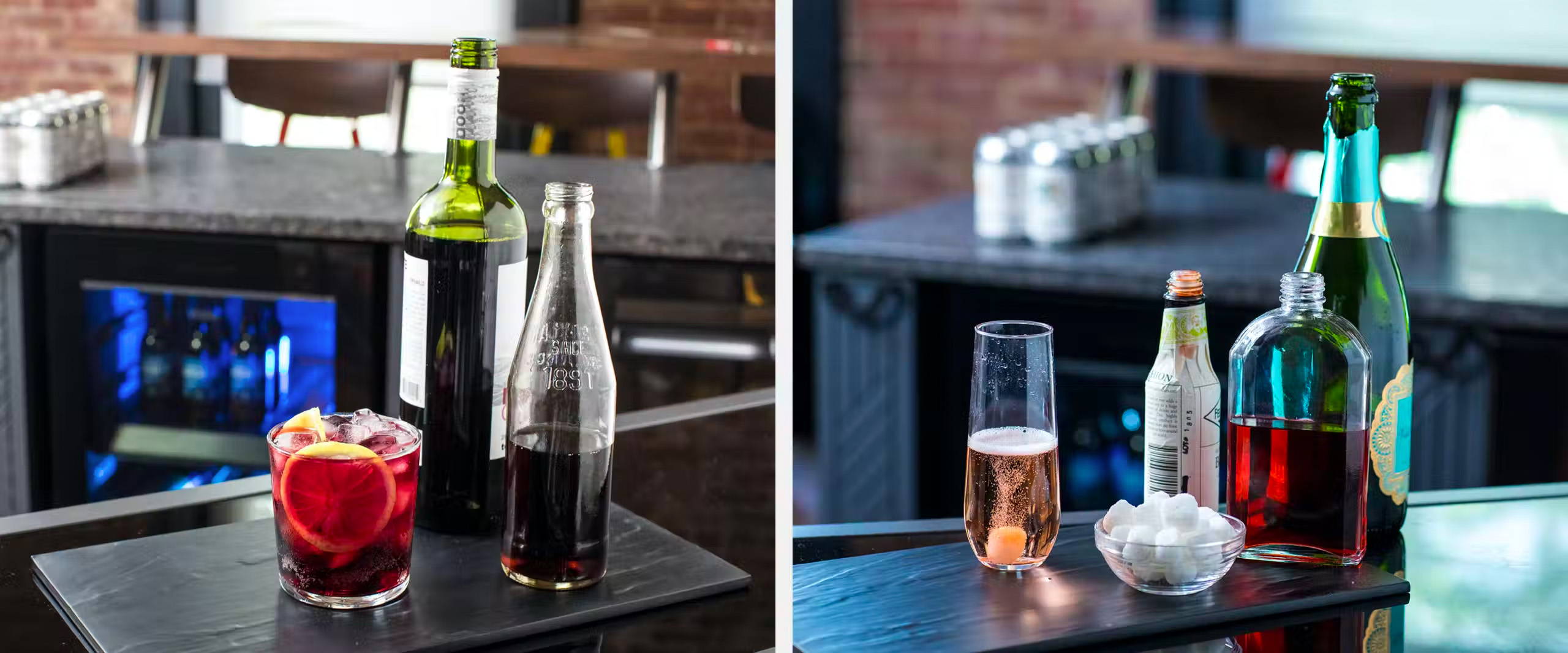 Two photos of wine cocktails
