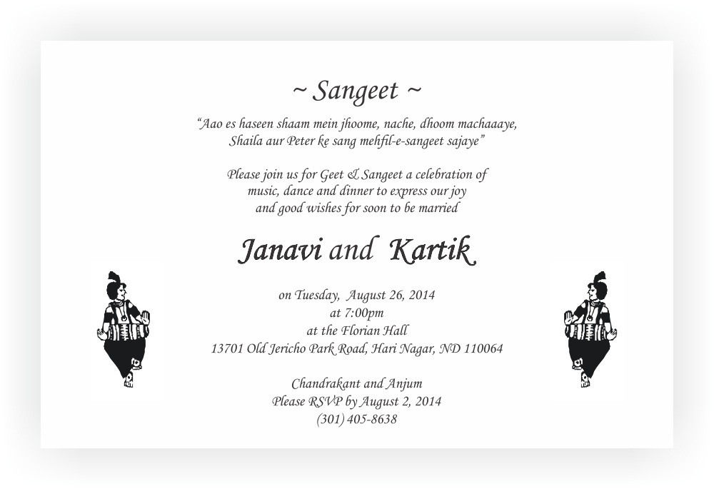Sangeet Ceremony Invitation Wordings Chococraft
