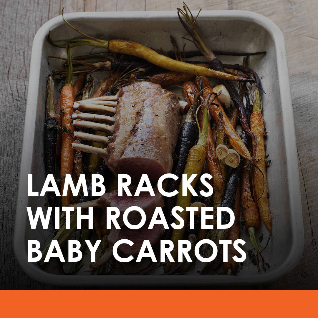 lamb, racks, roasted, carrots