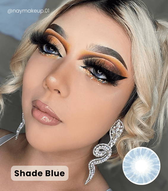 Blonde Color hair model -  Shade Blue  Contacts