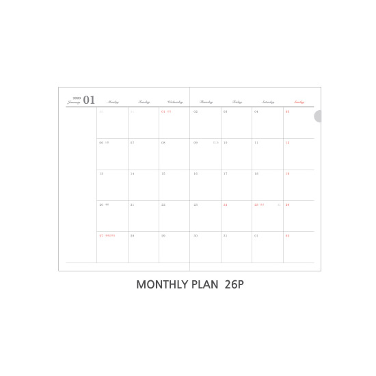 Monthly plan - O-CHECK Eco-friendly 2020 A6 dated daily diary planner