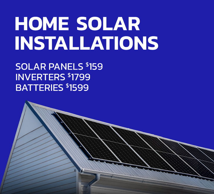 Home solar installations with prices for solar panels, inverters, and batteries.