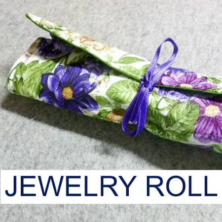 Quilted Jewelry roll pouch made out of floral fabric
