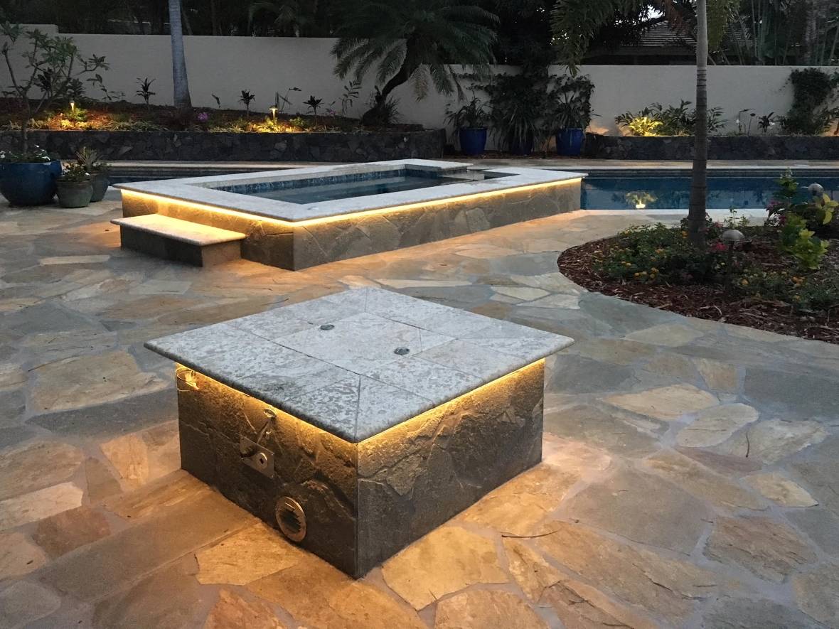 Pool and jacuzzi lighting with outdoor LED strip lights