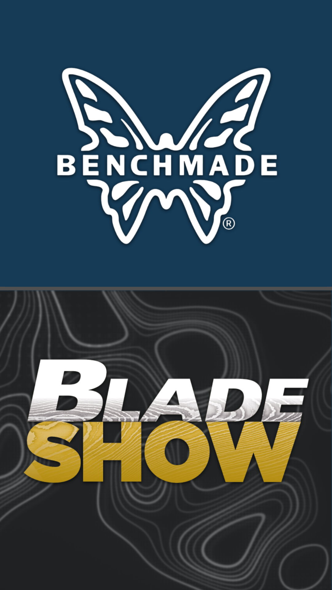 Benchmade logo and Blade Show text on a two-tone background.