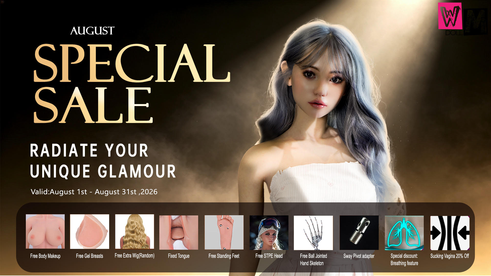 WM Dolls August Promotion Banner.