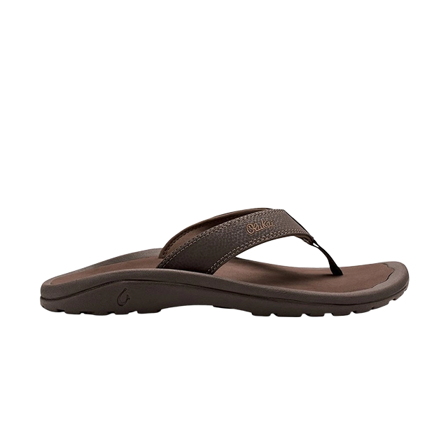 Brown flip-flop sandal with a strap and textured sole.
