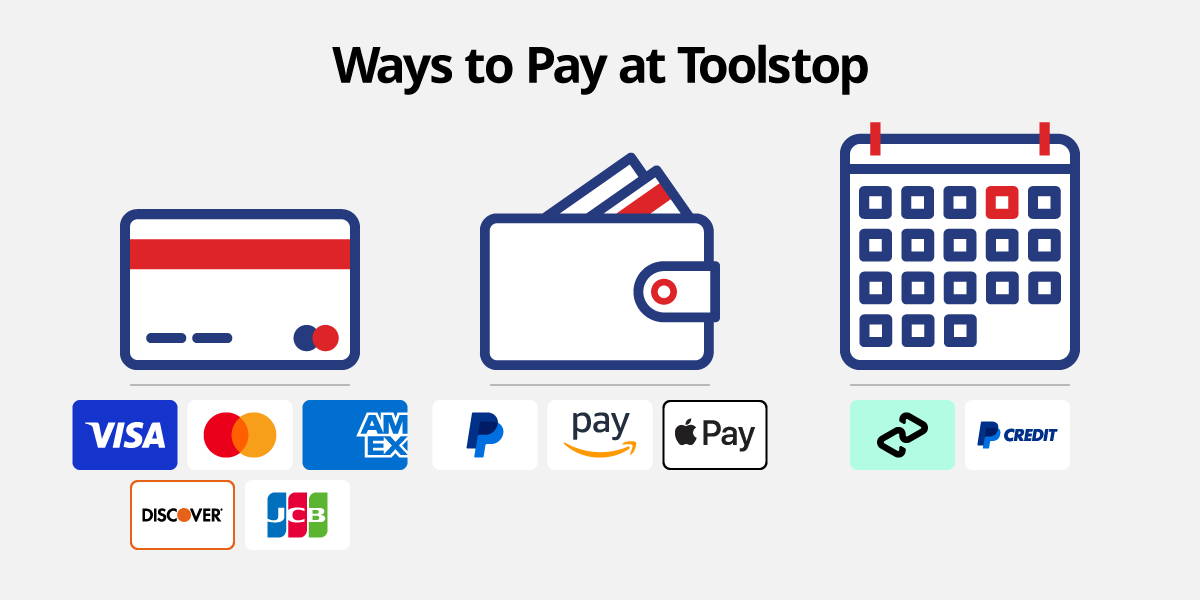 ways to pay at Toolstop