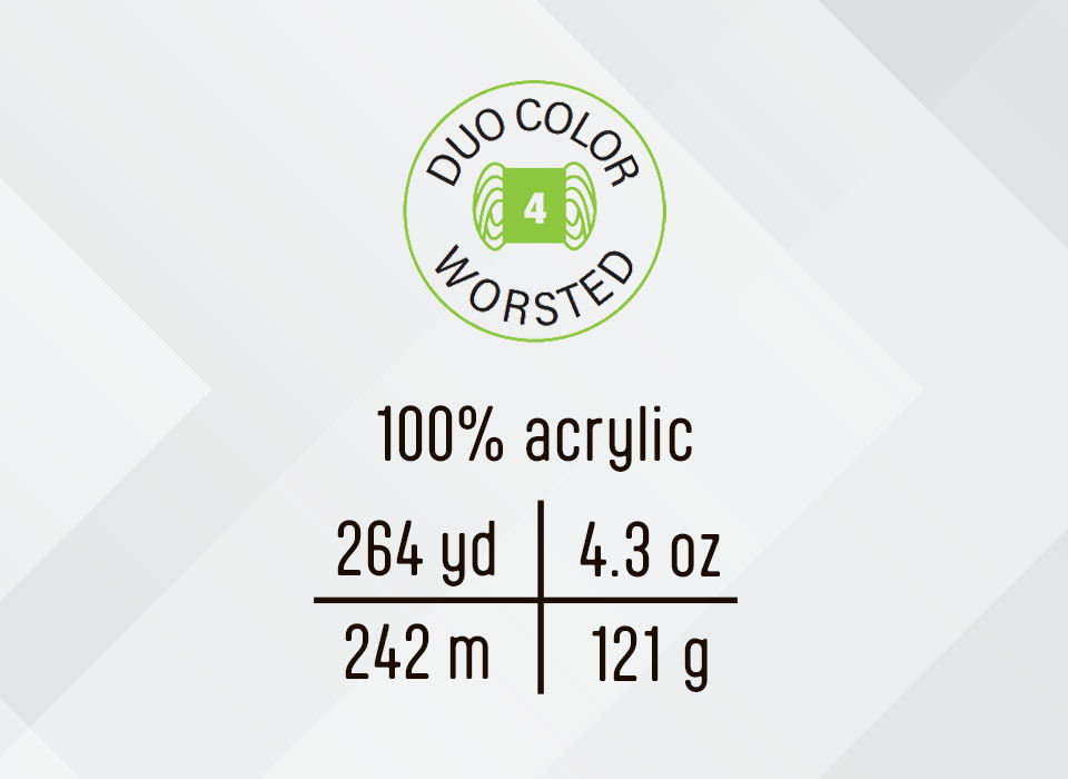 Herrschners Be-Twirly Label, Duo Color Worsted, 100% acrylic, 264 yards, 4.3 oz, 242 m, 121 g