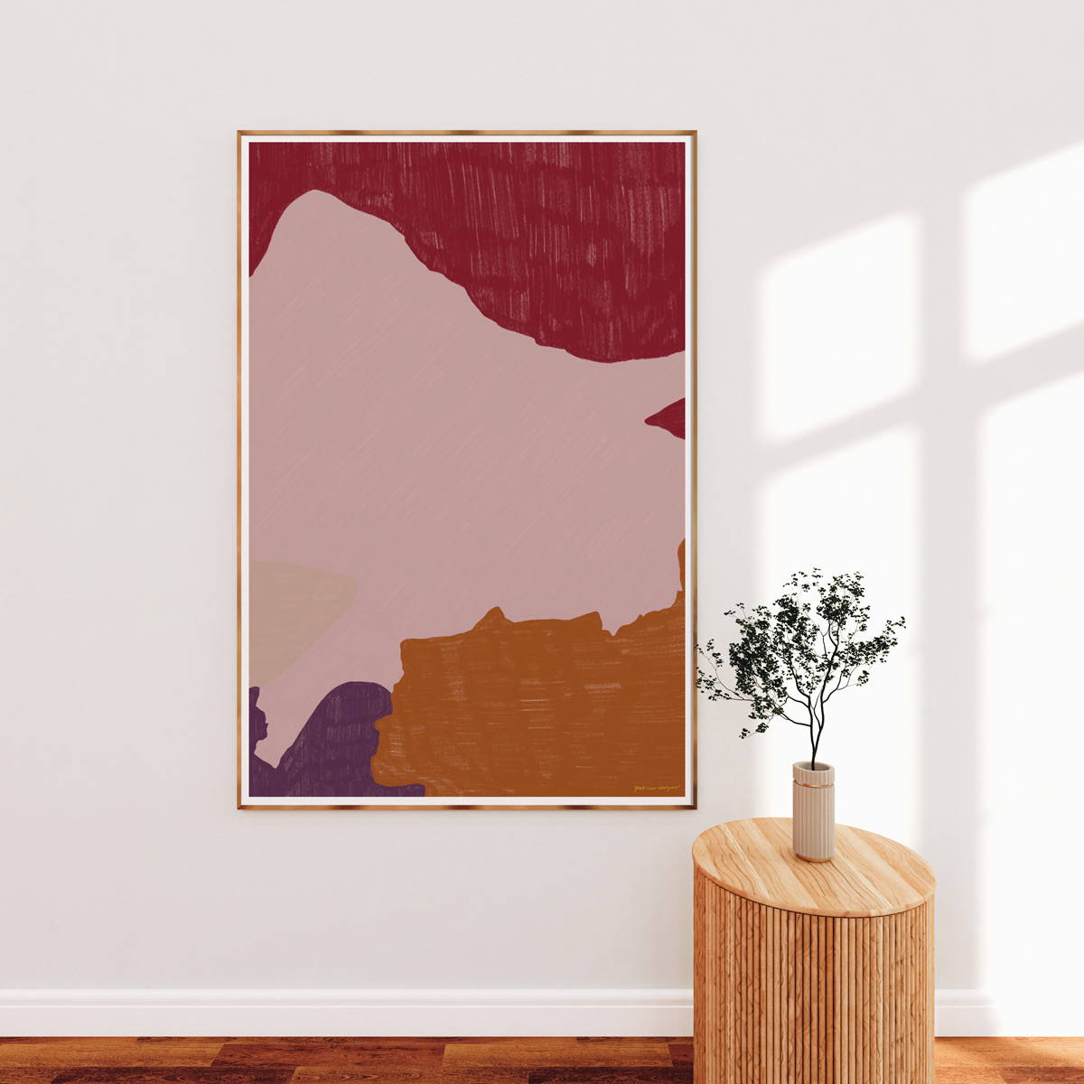 Color Field No.5 - earthy abstract art by Parima Studio- red, pink orange, purple, wall art