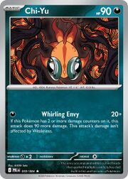 Chi-Yu Pokémon card with attack details and health points.