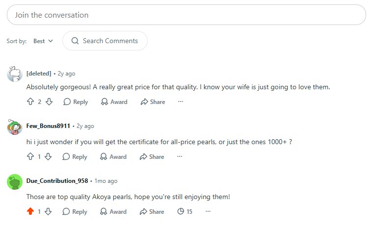 Reddit Comments Akoya Pearl Necklace