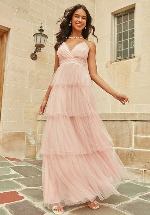 Find stylish wedding guest dresses for indoor or outdoor weddings including formal dresses with stunning details like flowy tiers or layered ruffles & fall wedding guest dresses in a variety of colors and long silhouettes!