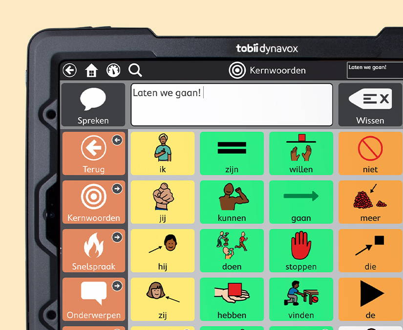 Tobii Dynavox TD Pilot voorzien van de TD Snap app. 