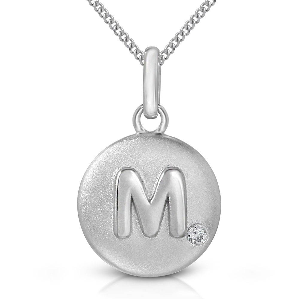 Pure at Birth letter M pendant with curb link necklace