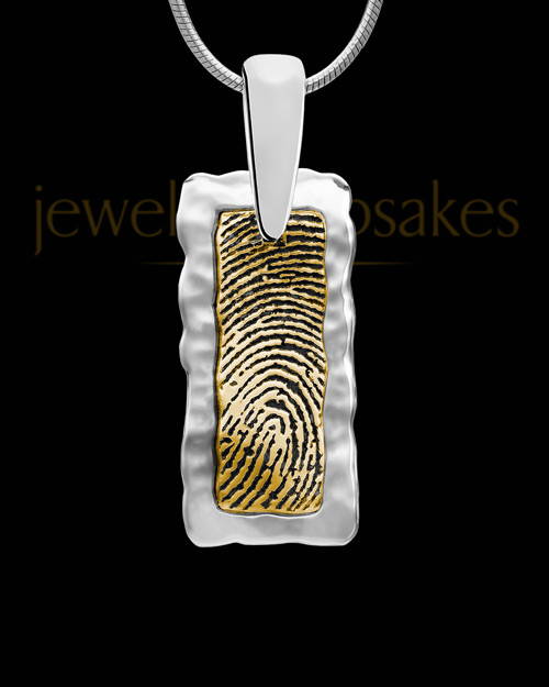 Custom Gold Thumbprint Jewelry Rectangle Pendant
