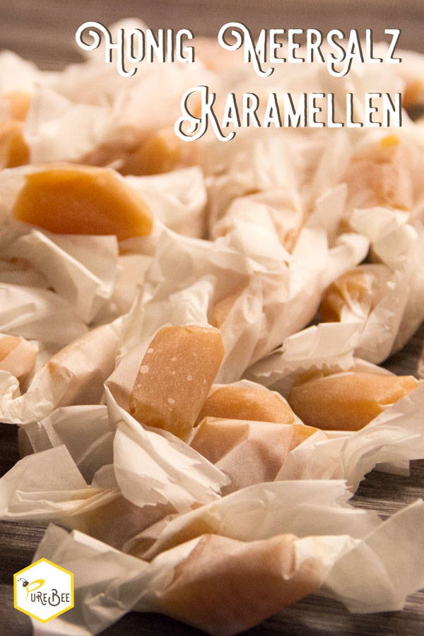 Honey sea salt caramels in wax paper