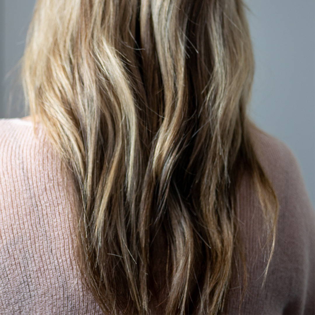 Woman with air dried hair 