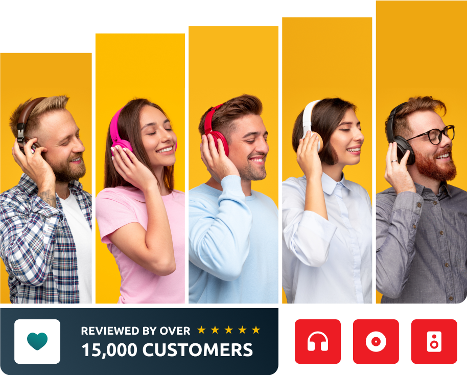 Group of people with tag Reviewed by over 15,000 customers