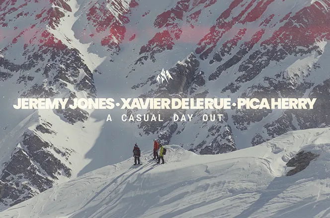 Snowy mountain landscape with text overlay featuring names and event title.