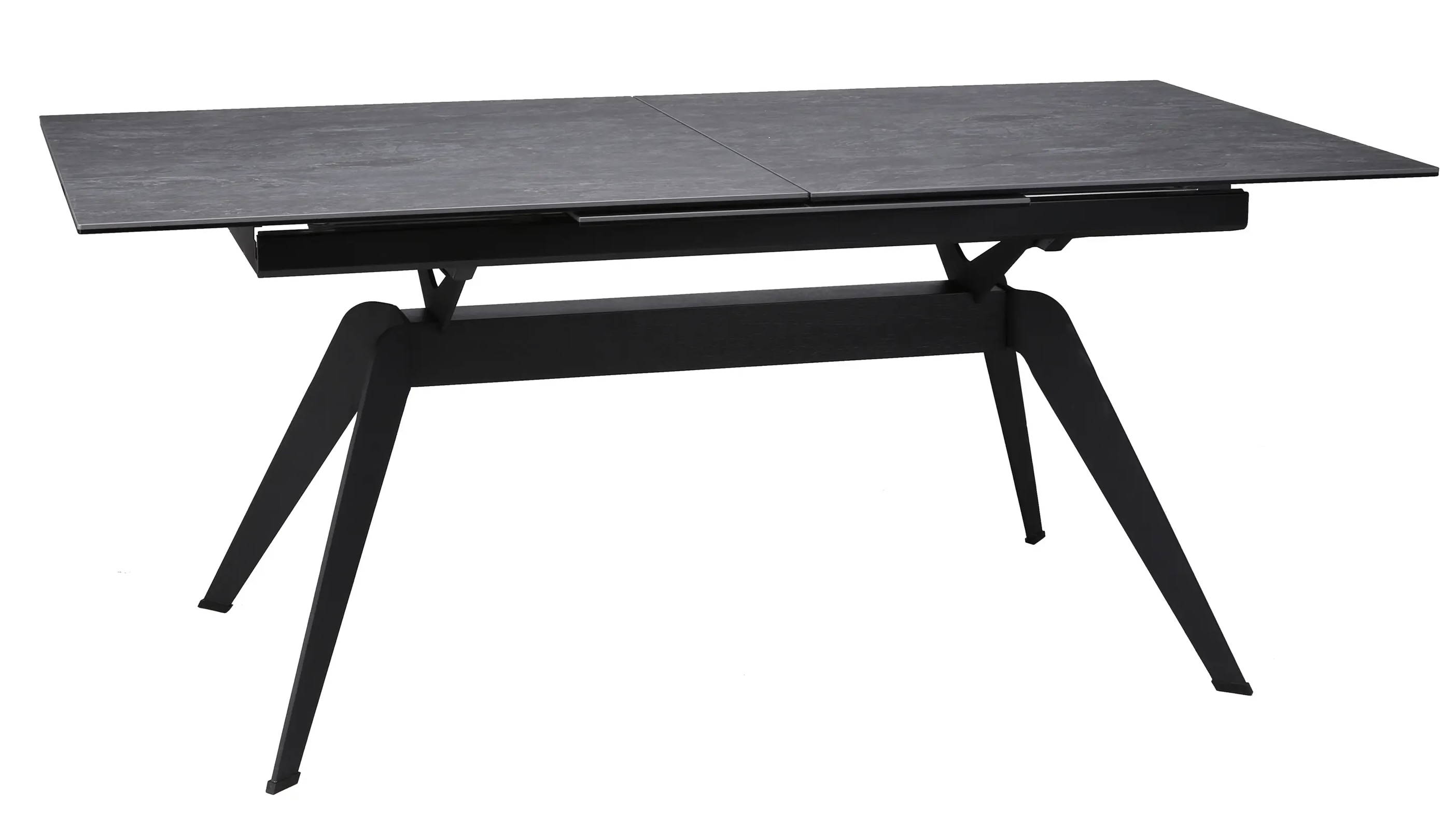 An all black table with a thin but elegant tabletop.