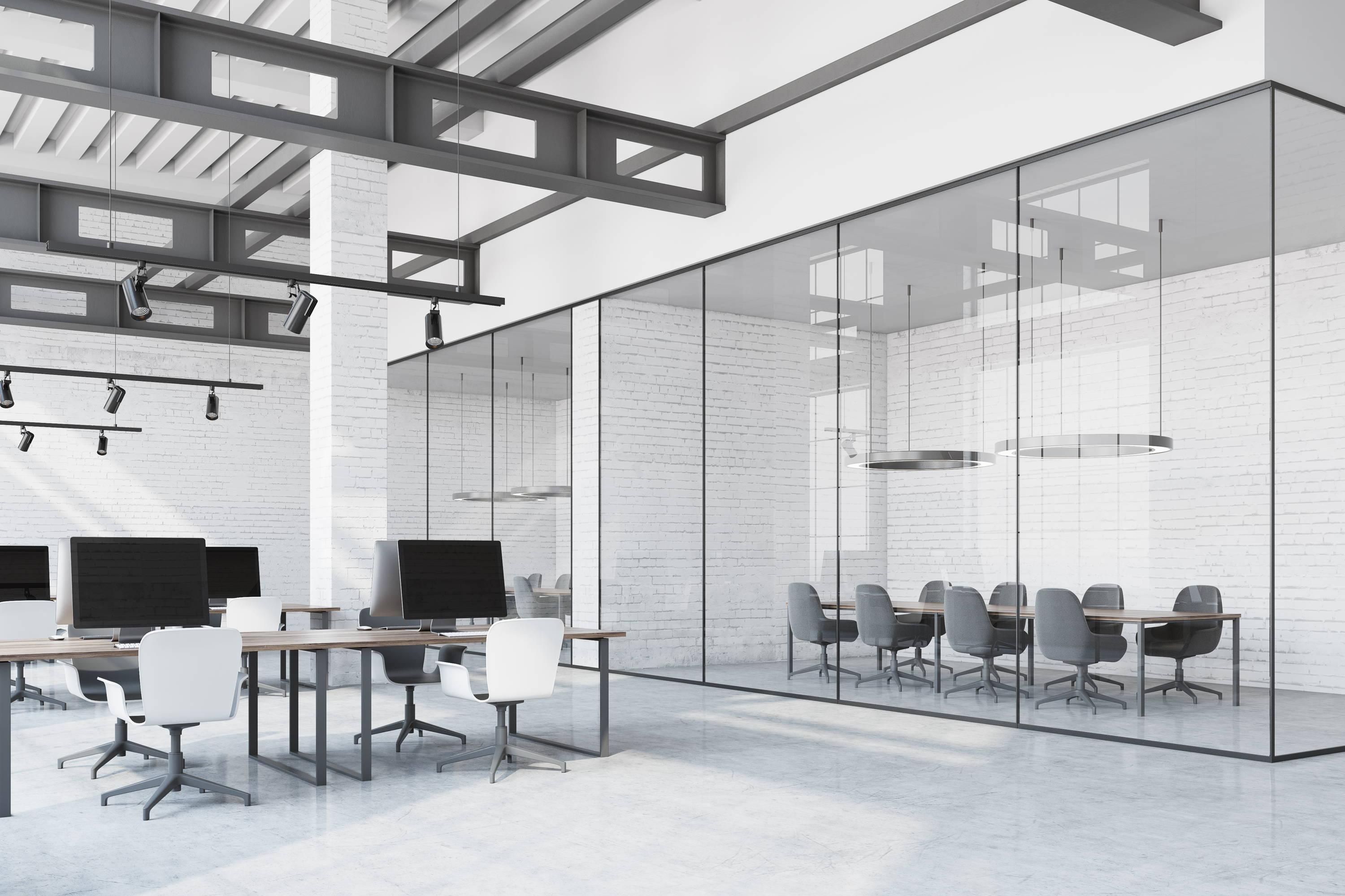 Interior office glass partition
