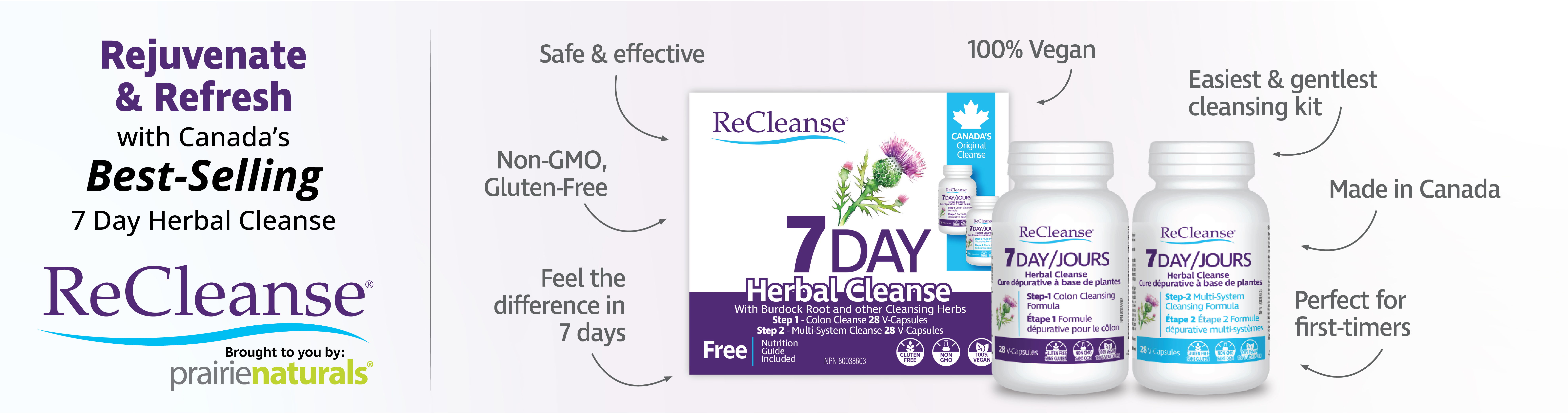 Product advertisement for ReCleanse 7-Day Herbal Detox.