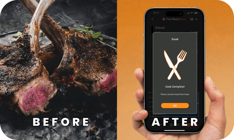 Receive smart alerts via The MeatStick App, indicating the ideal doneness level, ensuring perfectly cooked meals every time.
