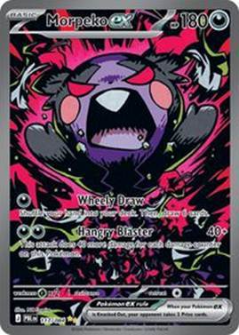 Morpeko EX card featuring vibrant art and two attack moves.