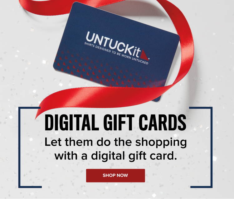 UNTUCKit digital gift card with ribbon. 